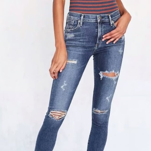 AGOLDE Sophie High Rise Ripped Distressed Jeans - Picture 1 of 16